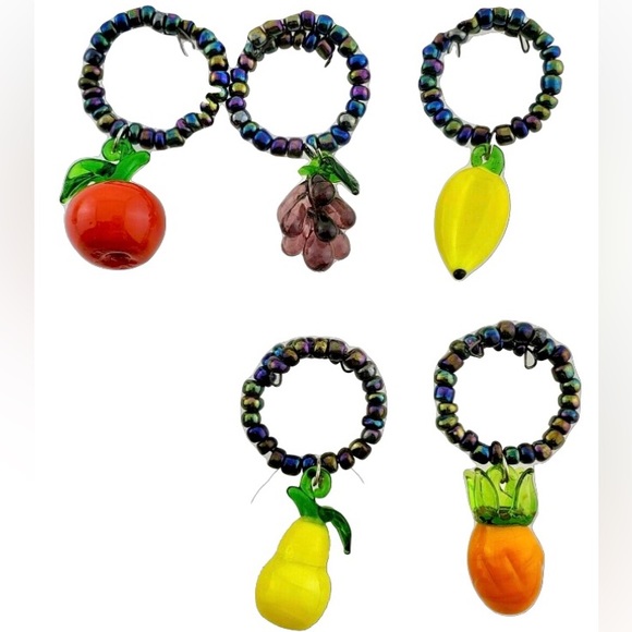 ๐3/20$5/25๐SET VINTAGE BLOWN GLASS FRUIT WINE GLASS CHARM - Picture 3 of 16